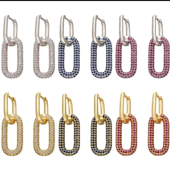 New 18k WGP Trendy Micro Pave Drop Earrings - Picture 3 of 3